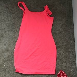 Neon pink tight short dress
